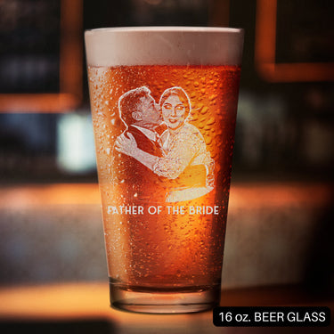 Custom Portrait Wedding Glass | Photo on Glass Drinkware